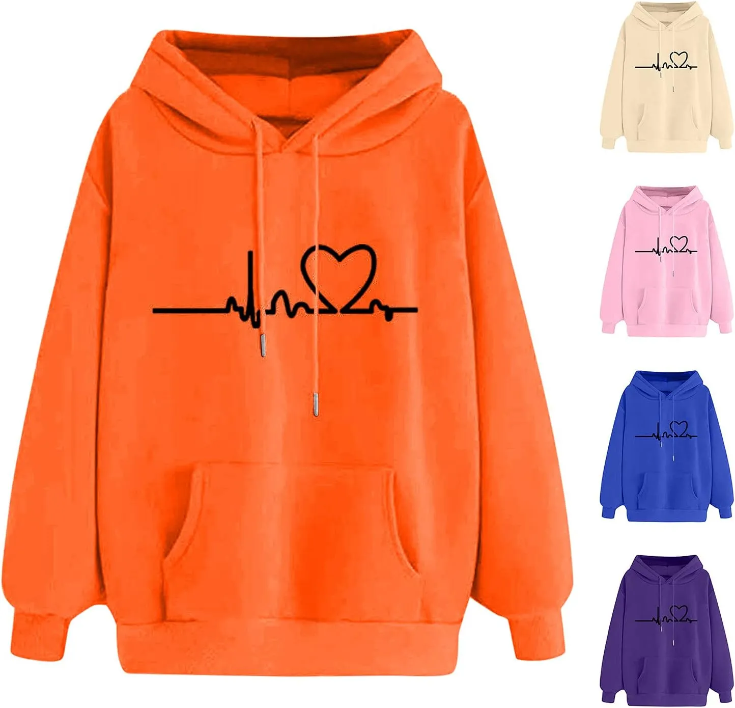 WYTong Oversized Sweatshirts for Women Heart Graphic Print Hoodies Fall Fashion Hoodie Pullover Crewneck Sweatshirts