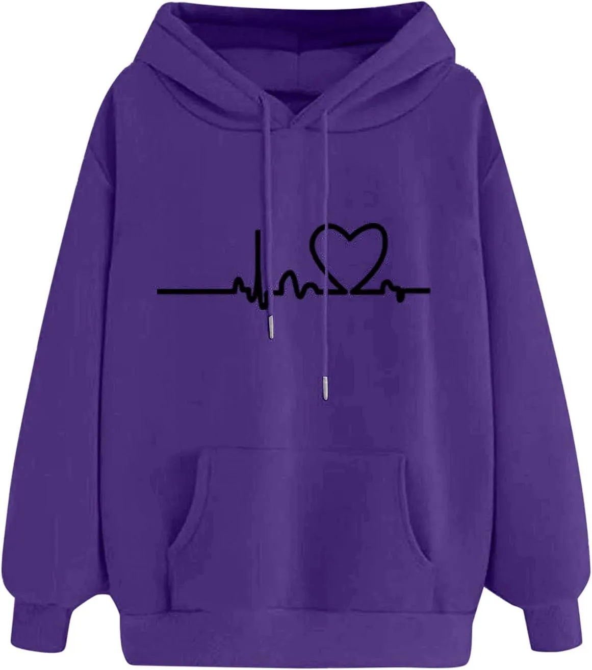 WYTong Oversized Sweatshirts for Women Heart Graphic Print Hoodies Fall Fashion Hoodie Pullover Crewneck Sweatshirts