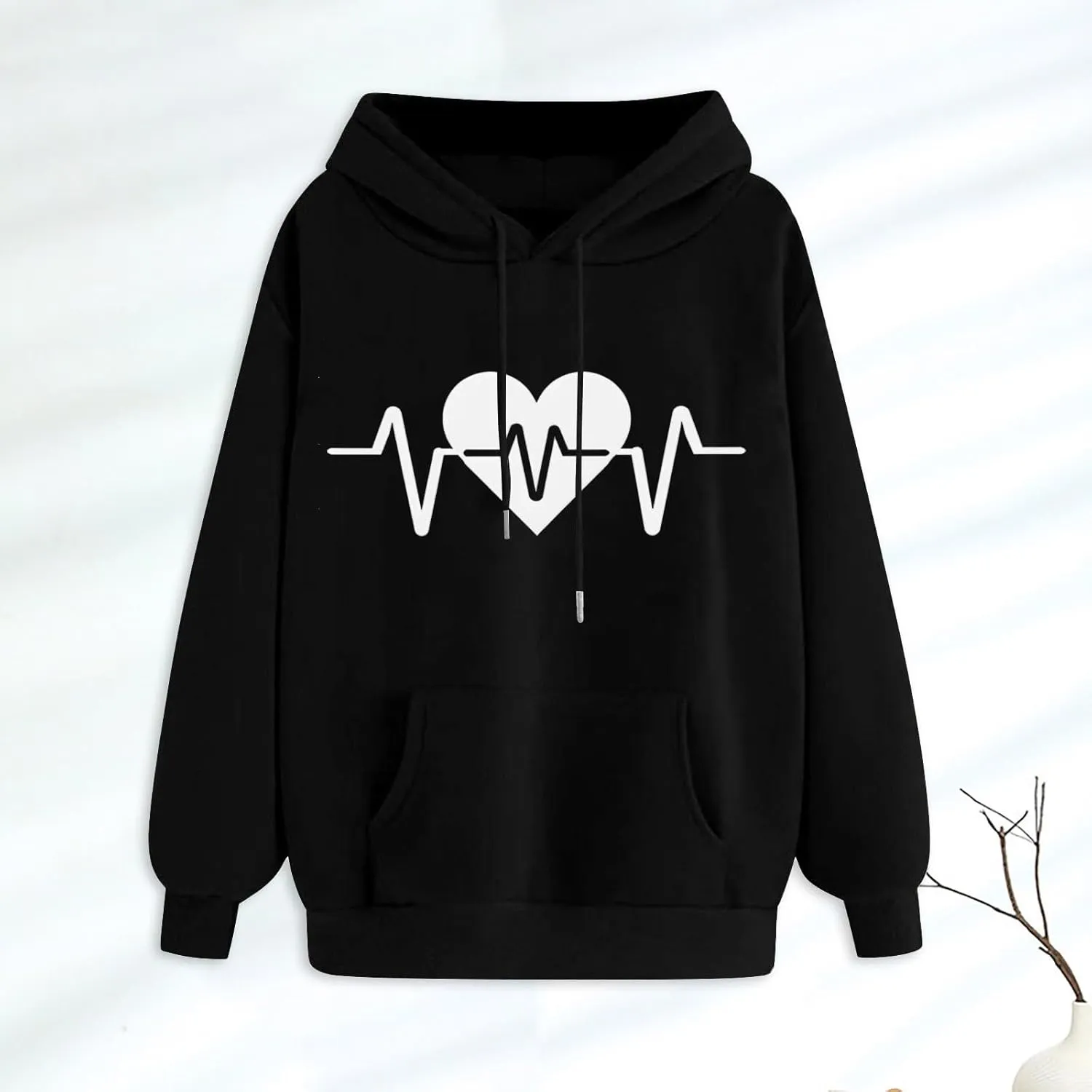 WYTong Oversized Sweatshirts for Women Heart Graphic Print Hoodies Fall Fashion Hoodie Pullover Crewneck Sweatshirts
