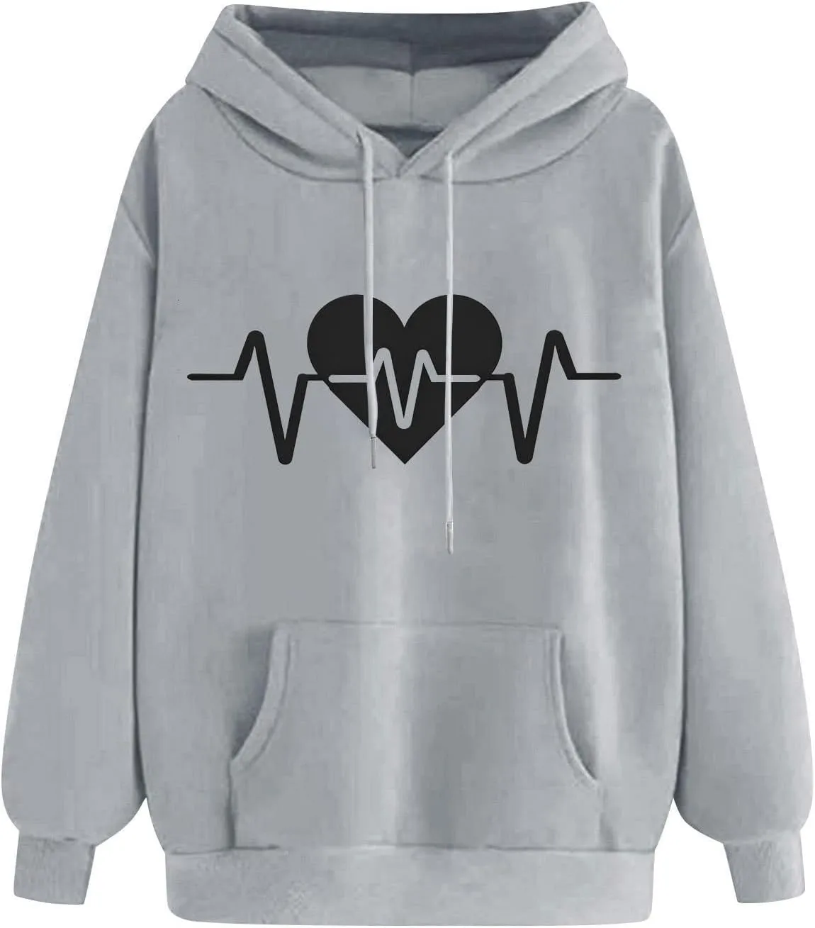 WYTong Oversized Sweatshirts for Women Heart Graphic Print Hoodies Fall Fashion Hoodie Pullover Crewneck Sweatshirts