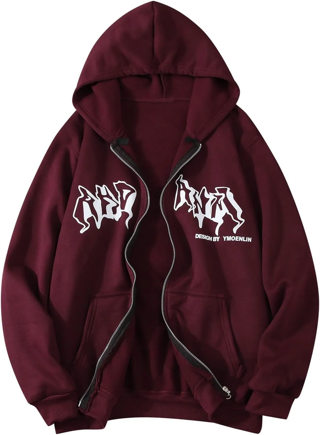 Y2k Sweatshirts for Women Full Zip Up Hooded Jacket Hip Hop Vintage Goth Print Tops Street Fashion Pullovers