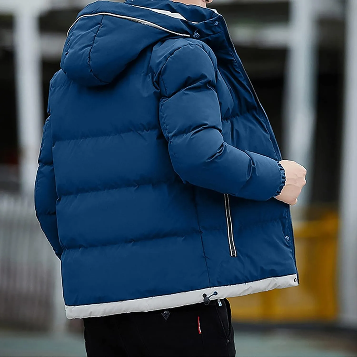 Ymosrh Winter Jackets for Men Zipper Pocket Down Jacket Plus Thickened Coat Jacket Tops Mens Coats and Jackets
