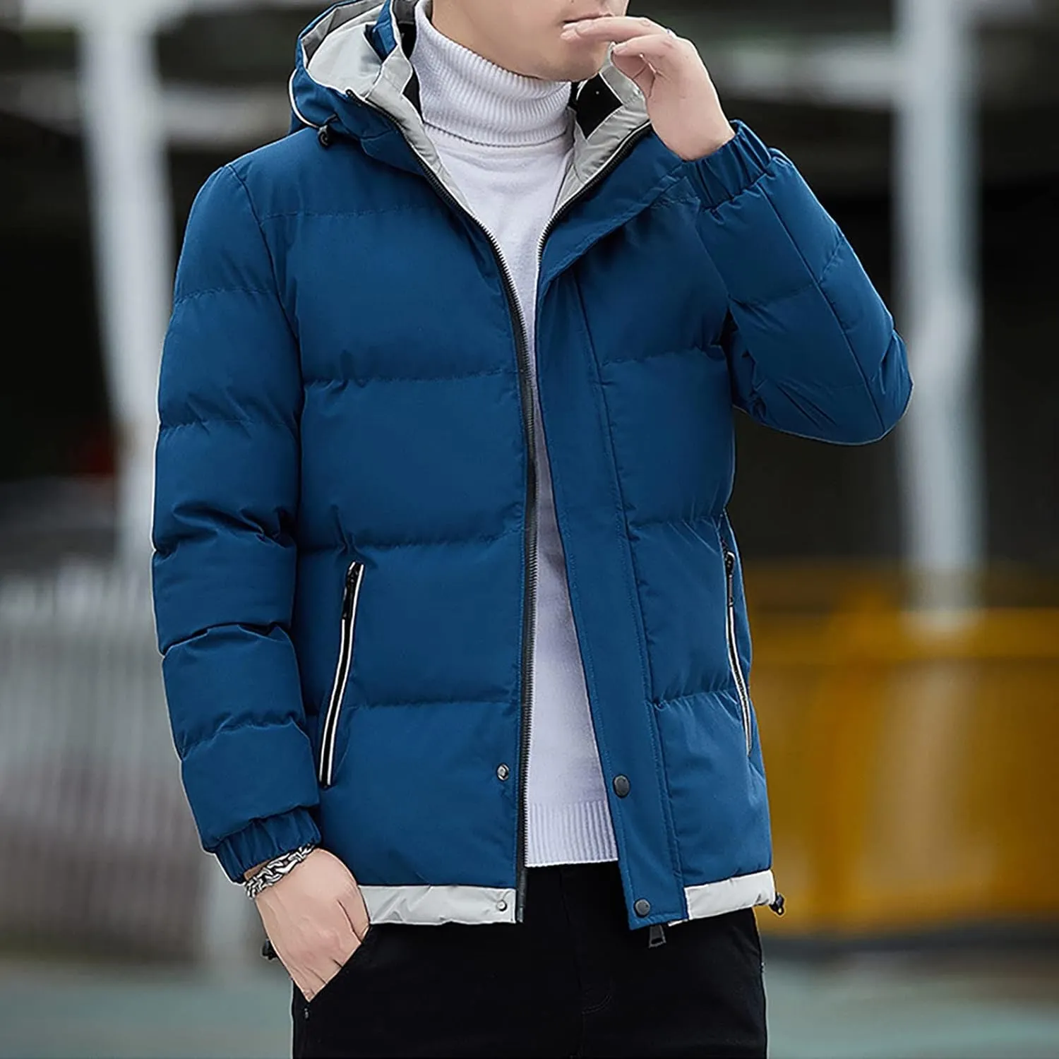 Ymosrh Winter Jackets for Men Zipper Pocket Down Jacket Plus Thickened Coat Jacket Tops Mens Coats and Jackets