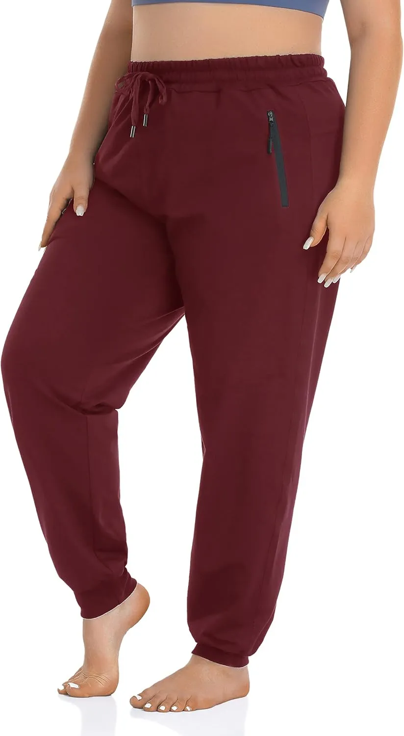 ZERDOCEAN Women's Plus Size Active Sweatpants Tapered Workout Caual Lounge Pants Joggers Pants Zippered Pockets