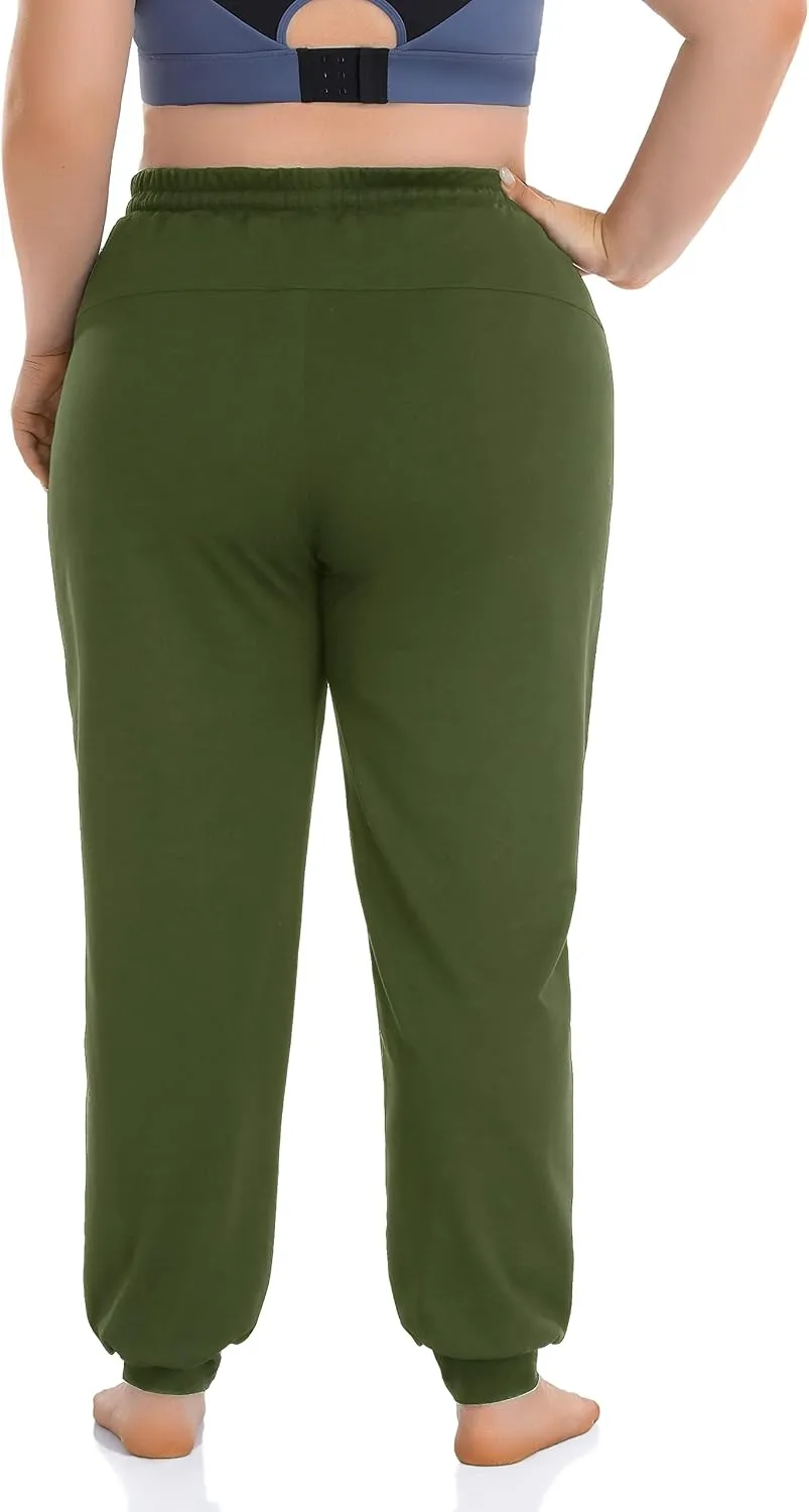 ZERDOCEAN Women's Plus Size Active Sweatpants Tapered Workout Caual Lounge Pants Joggers Pants Zippered Pockets