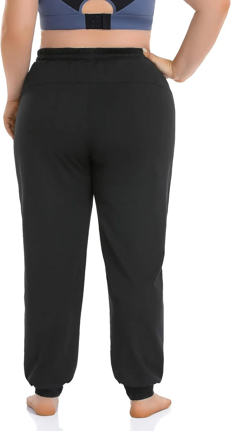 ZERDOCEAN Women's Plus Size Active Sweatpants Tapered Workout Caual Lounge Pants Joggers Pants Zippered Pockets