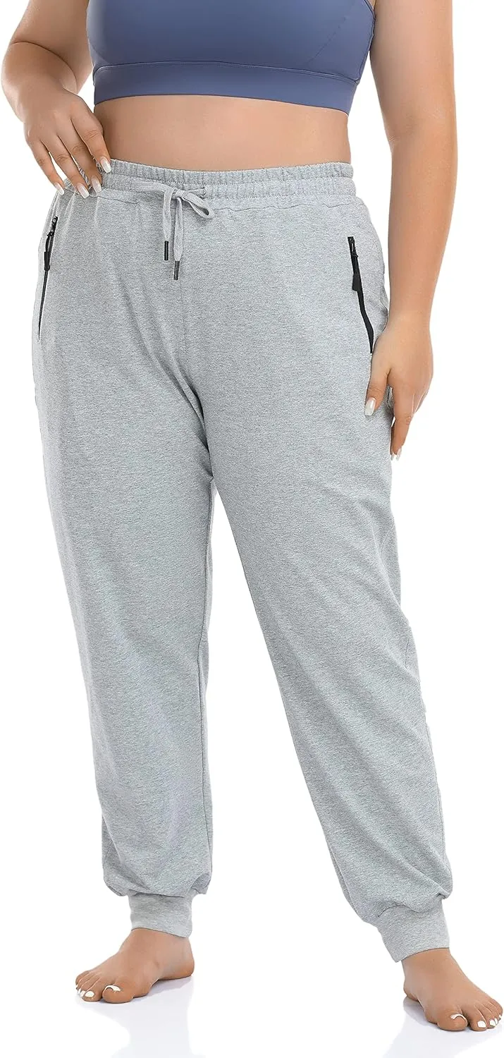 ZERDOCEAN Women's Plus Size Active Sweatpants Tapered Workout Caual Lounge Pants Joggers Pants Zippered Pockets