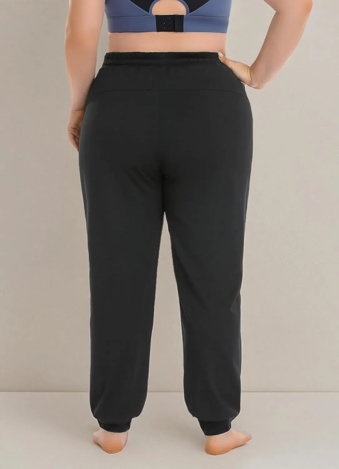 ZERDOCEAN Women's Plus Size Active Sweatpants Tapered Workout Caual Lounge Pants Joggers Pants Zippered Pockets