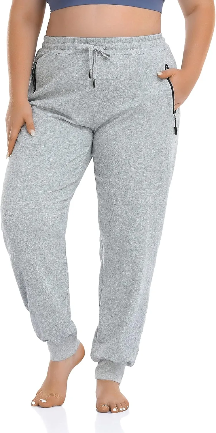 ZERDOCEAN Women's Plus Size Active Sweatpants Tapered Workout Caual Lounge Pants Joggers Pants Zippered Pockets