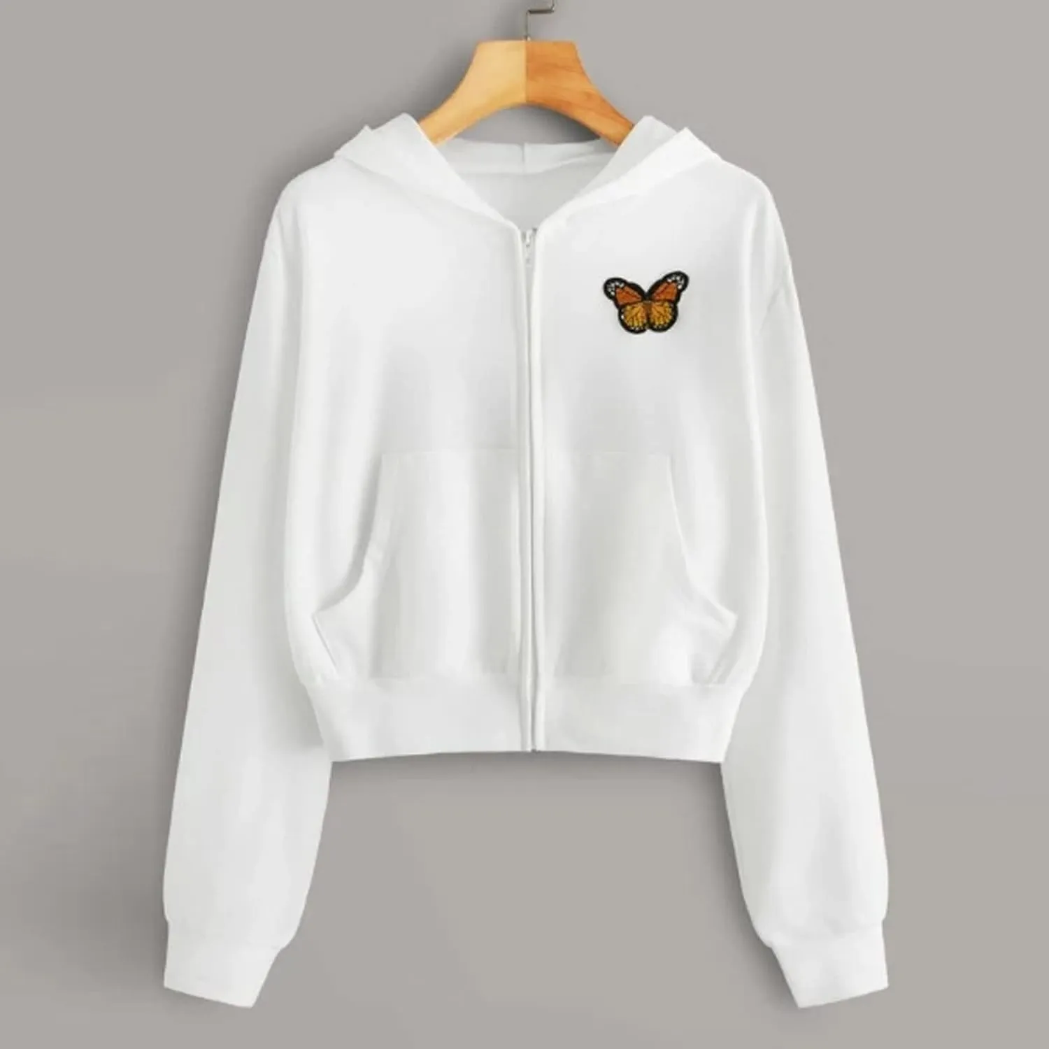 Zip Up Hoodie Women,2024 Fall Cute Trendy Crop Tops Casual Workout Long Sleeve Drawstring Hooded Sweatshirt Jacket